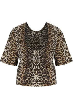 Ganni Top top mujer printed cotton open back smock blouse - w0205 943 talla 40