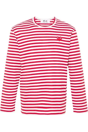 Comme des Garçons Camiseta comme des garcons camiseta hombre play striped t-shirt - axt164051 red white talla XL