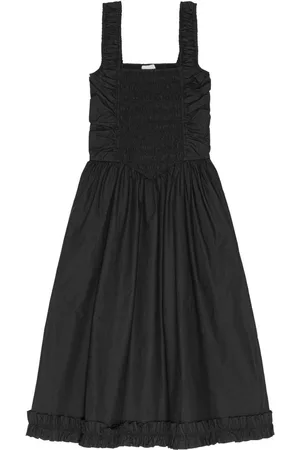 Ganni Vestido vestido mujer cotton poplin midi strap smock dress - f9344 099 talla 34
