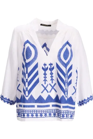 Greek Archaic Kori Blusa blusa mujer blouse feather 3/4 sleeve s24k240126 115 talla M