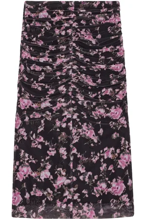 Ganni Falda falda mujer printed mesh ruched midi skirt - t3929 252 talla 40