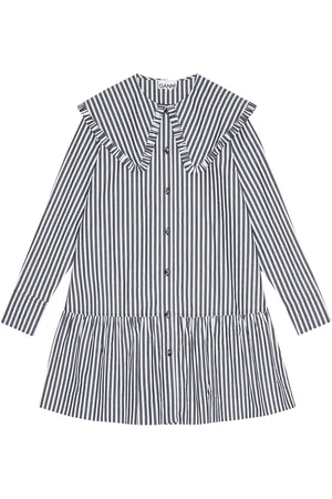 Ganni Vestido vestido mujer stripe cotton big collar mini shirt dress - w0098 099 talla 36