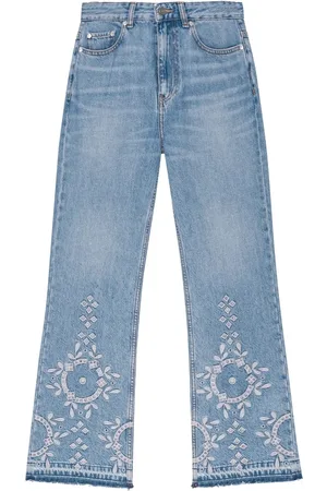 Ganni Pantalon pantalon mujer broderie anglaise denim betzy cropped - j1714 564 talla 27