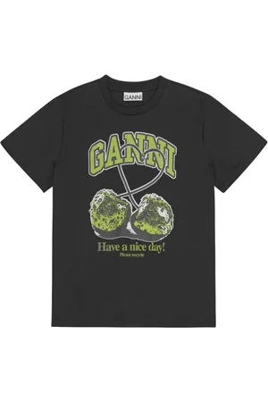 Ganni Top top mujer basic jersey green cherry relaxed t shirt - t4292 252 talla XS