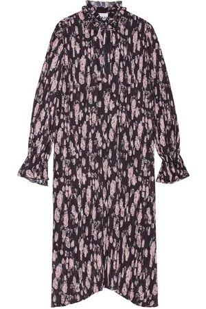 Ganni Vestido vestido mujer pleated georgette ruffle collar midi dress - f9551 252 talla 34