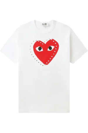 Comme des Garçons Camiseta play camiseta hombre shirt print red x black x studs - axt803051 white talla M