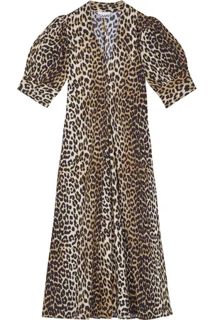 Ganni Vestido vestido mujer printed cotton poplin v neck long dress - f8842 943 talla 34