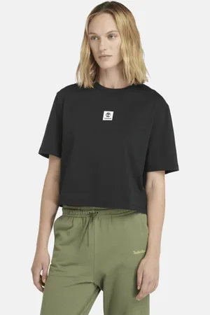 Timberland Camiseta de manca corta con logotipo multicapa para mujer en negro