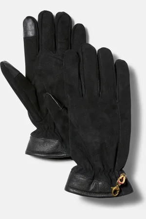 Timberland Guantes de cuero compatibles con pantallas táctiles Winter Hill para hombre en negro