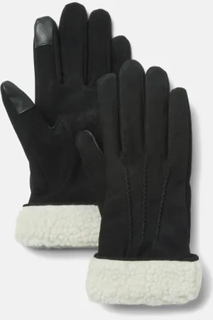 Timberland Guantes de piel en tejido polar mullido para mujer en negro
