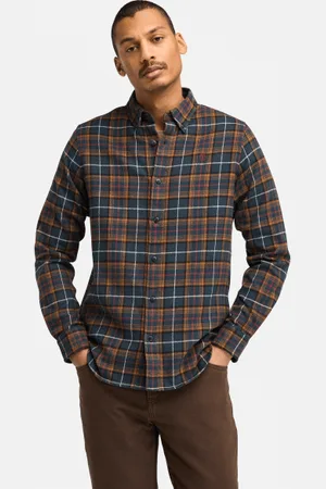 Timberland Camisa de franela de gramaje medio a cuadros para hombre en oscuro