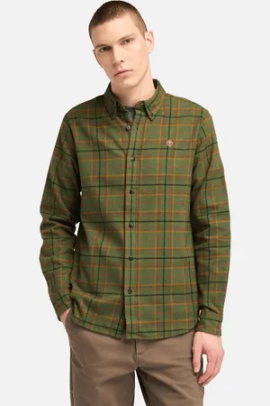 Timberland Camisa de franela de gramaje medio a cuadros para hombre en oscuro