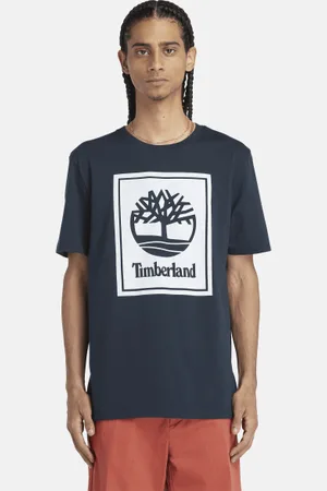 Timberland Camiseta con logotipo multicapa en contraste para hombre en oscuro