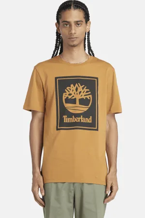 Timberland Camiseta con logotipo multicapa en contraste para hombre en oscuro