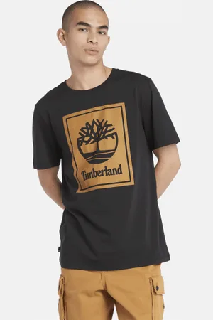 Timberland Camiseta con logotipo multicapa en contraste para hombre en negro