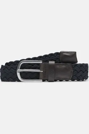 Timberland Cinturón trenzado de 35 mm de ancho con detalles de cuero para hombre en oscuro