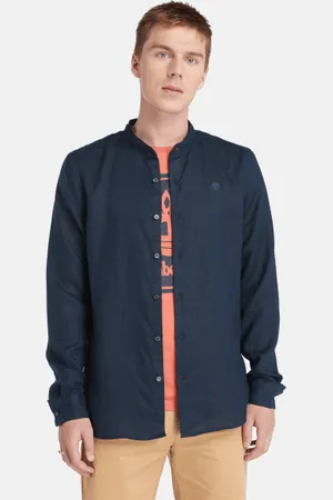 Timberland Camisa de cuello coreano Mill Brook de lino para Hombre en azul oscuro