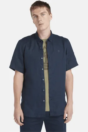 Timberland Camisa de lino Mill Brook de manga corta para hombre en azul oscuro