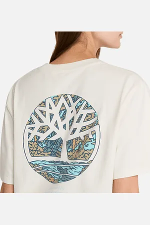 Timberland Camiseta unisex con estampado gráfico del árbol de la marca en la espalda en