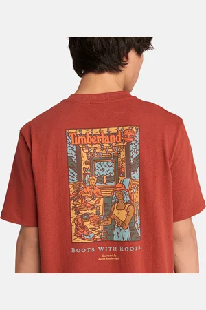 Timberland Camiseta unisex lavada con estampado gráfico «Boot Lab» en la espalda en