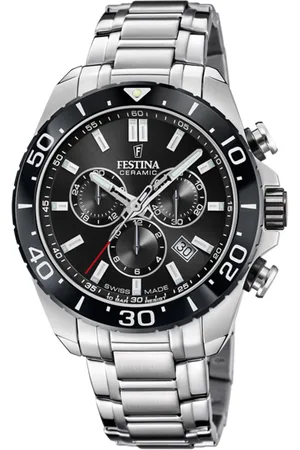 Festina Reloj Swiss Made Chrono Swiss Made F20042/4 Negro Correa De Acero Inoxidable 316l, Hombre