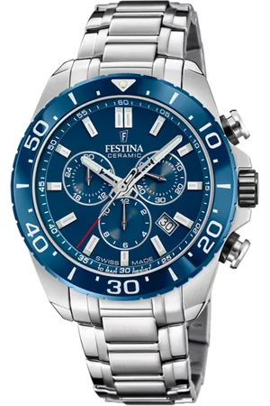 Festina Reloj Swiss Made Chrono Swiss Made F20042/2 Azul Correa De Acero Inoxidable 316l, Hombre