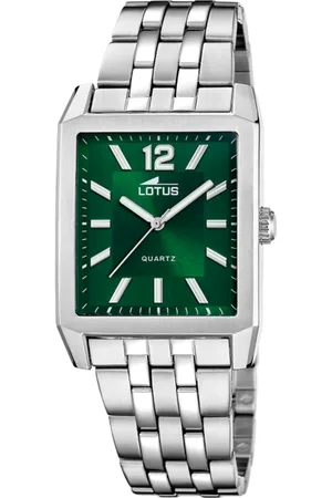 Lotus Reloj Square Series 18983/3 Verde Correa De Acero Inoxidable 316l, Hombre
