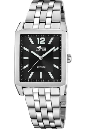Lotus Reloj Square Series 18983/4 Negro Correa De Acero Inoxidable 316l, Hombre