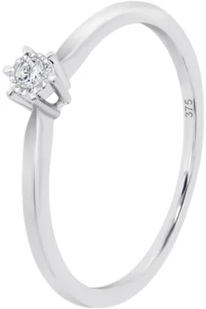 TIME ROAD Anillo Solitario Con Cluster De Diamantes En Oro De 9 Quilates