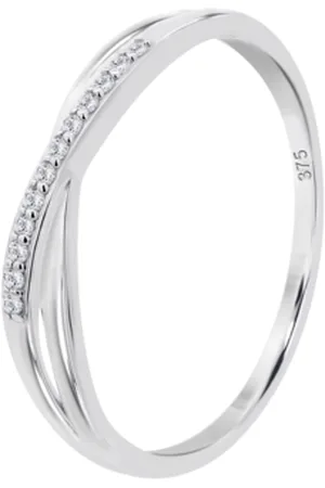 TIME ROAD Anillo Cruzado Con Diamantes En Oro De 9 Quilates