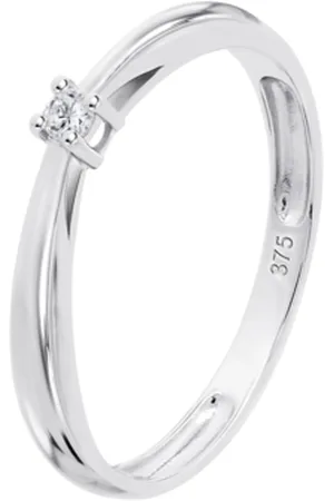 TIME ROAD Anillo Solitario Minimalista Con Diamante En Oro De 9 Quilates