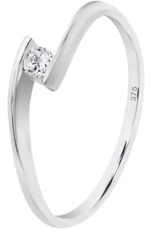 TIME ROAD Anillo Minimalista Abierto Con Diamante En Oro De 9 Quilates