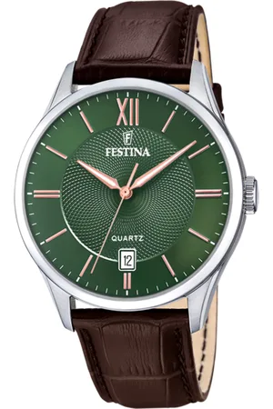 Festina Reloj Correa Clásico F20426/8 Verde Correa De Piel, Hombre