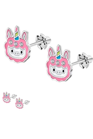 TIME ROAD Pendientes Unicornio Ws02442 Unicornio, Plata, Infantil