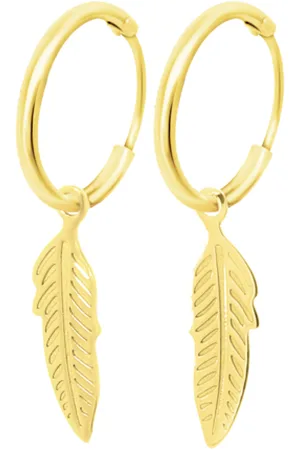 TIME ROAD Pendientes Pluma Hin00032/12 Oro, Mujer