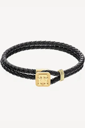 Tommy Hilfiger Pulsera trenzada con cierre chapado en oro