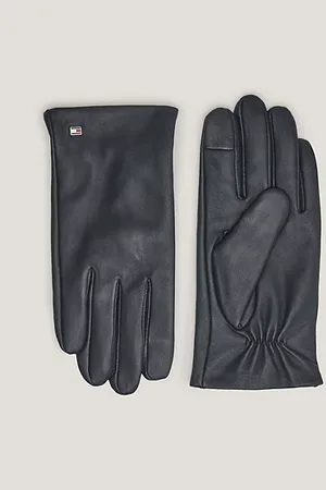 Tommy Hilfiger Guantes de piel con logo Hilfiger Essential