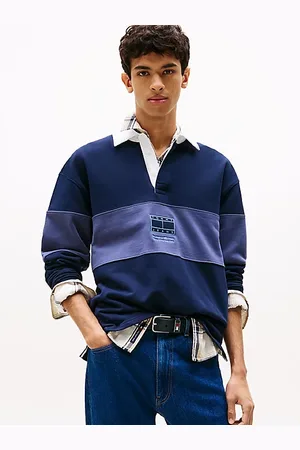 Tommy Hilfiger Polo de rugby de corte amplio con panel tonal