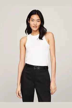 Tommy Hilfiger Camiseta acanalada sin mangas de corte slim