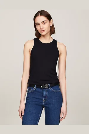 Tommy Hilfiger Camiseta acanalada sin mangas de corte slim