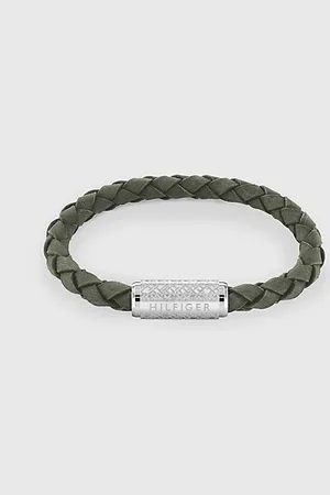 Tommy Hilfiger Pulsera de ante verde Exploded Braid