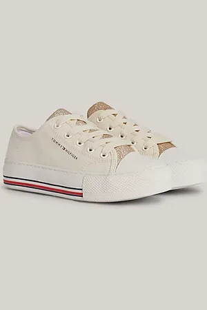 Tommy Hilfiger Zapatillas de lona con cordones y purpurina