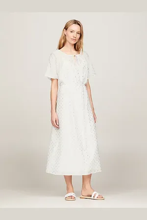 Tommy Hilfiger Vestido midi amplio con bordado metalizado