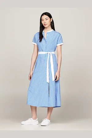 Tommy Hilfiger Vestido midi de manga corta con cinturón