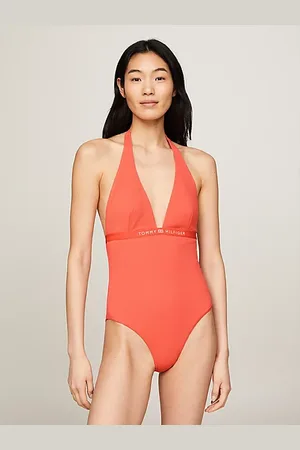 Tommy Hilfiger Traje de baño estilo halter con logo tonal