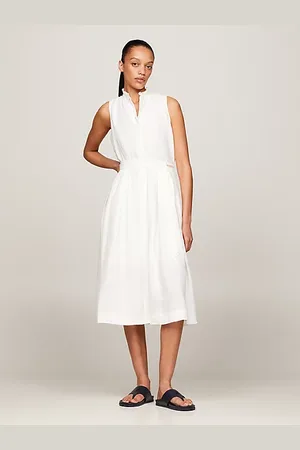 Tommy Hilfiger Vestido camisero midi sin mangas de lino