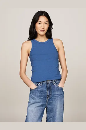 Tommy Hilfiger Camiseta acanalada sin mangas de corte slim