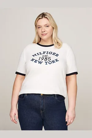 Tommy Hilfiger Camiseta Curve con ribetes y logo
