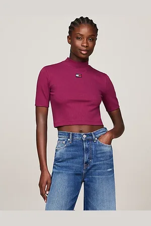 Tommy Hilfiger Crop top de punto elástico con cuello perkins