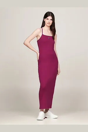 Tommy Hilfiger Vestido largo de tirantes con parche del logo